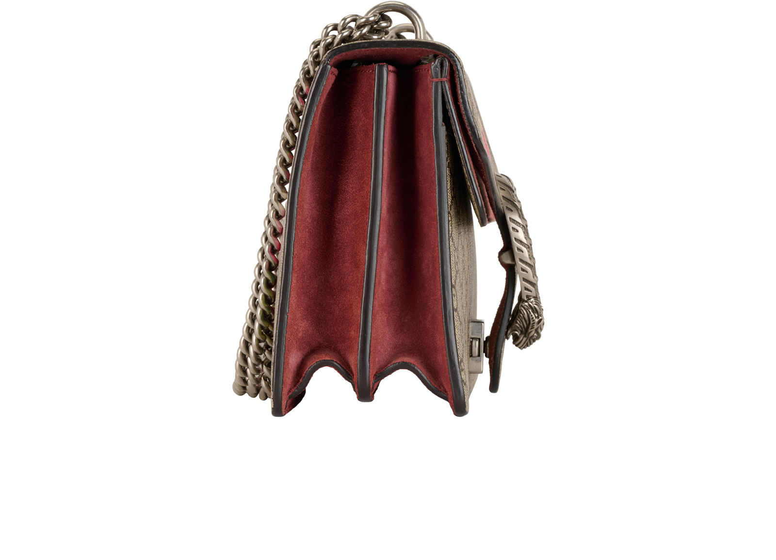 Medium Dionysus Blooms, &pound;750, Handbags, Beige/Burgundy/Pink, Canvas, Side view